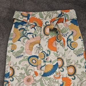 J. Crew Floral Pencil Skirt with Tie Waist